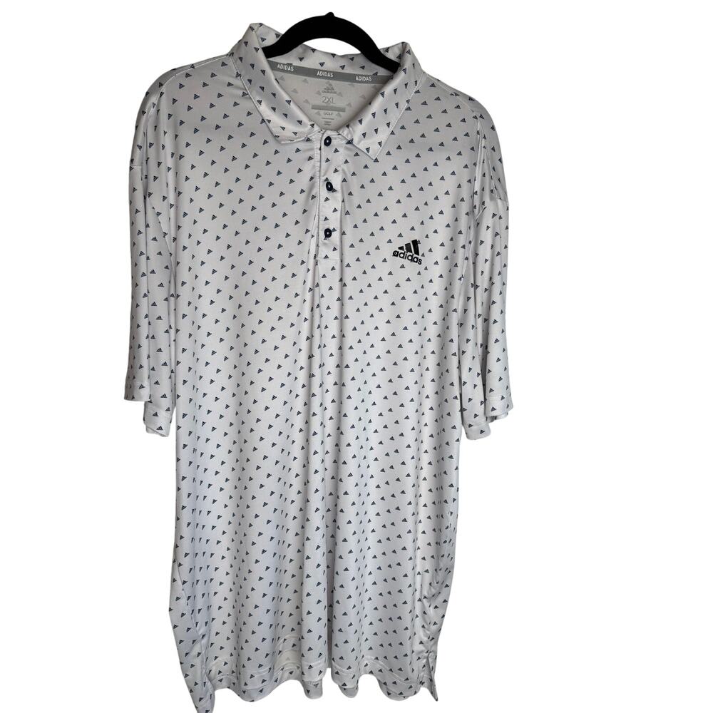 Adidas Golf Polo Shirt 2XL – Allover Mini Logo Pattern, Performance Fit